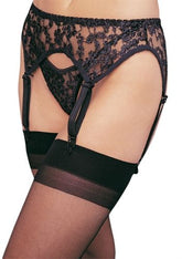 Leg Avenue Black Floral Lace Garterbelt and Thong Set Lingerie Sets